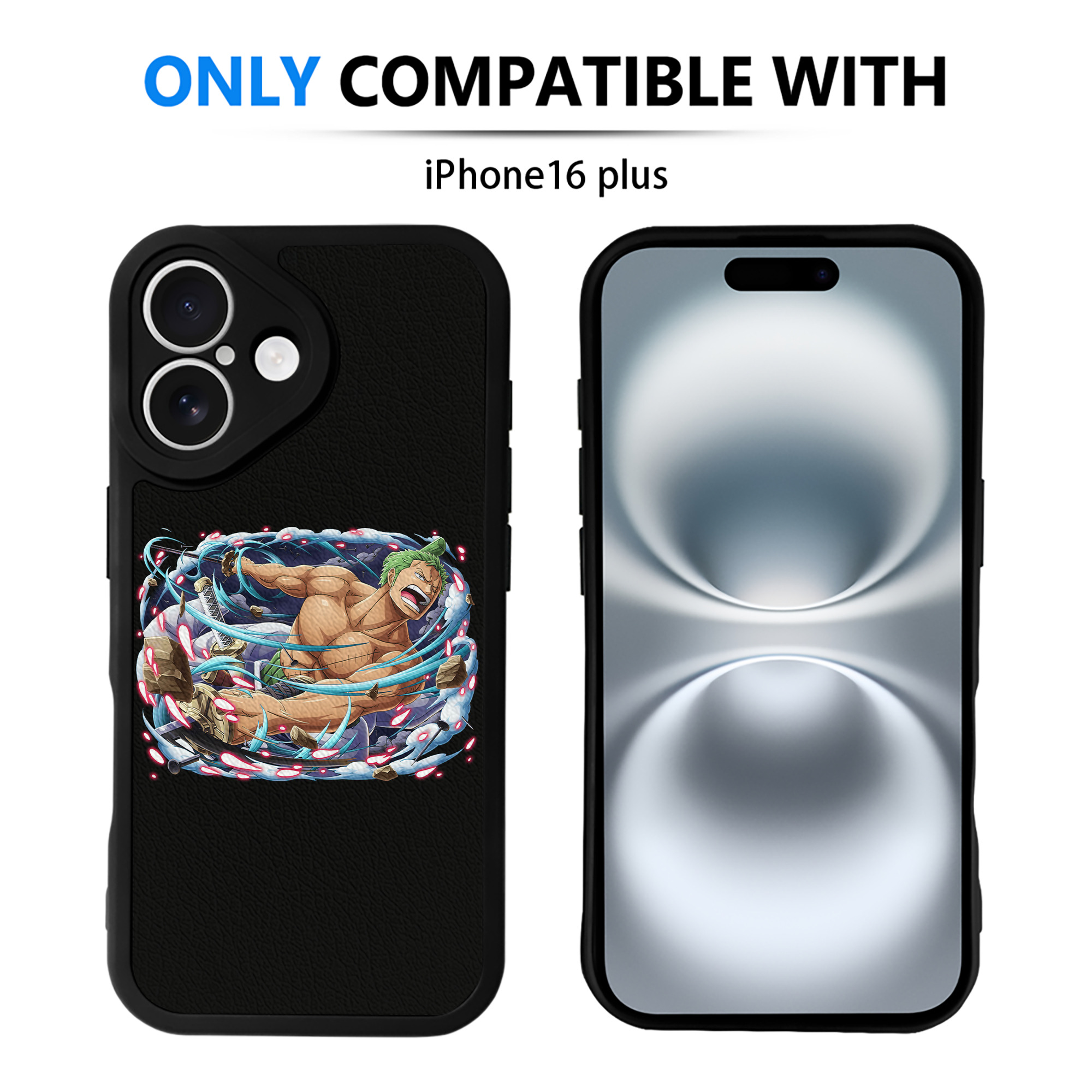 （画像用） ワンピース ロロノア・ゾロ ONE PIECE Roronoa Zoro 【iPhone 16シリーズ対応】シリコンスマホケース（レザー調） 材質：シリコン